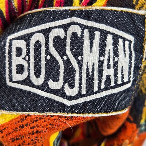 Bossman Size Medium Colorful Abstract Pattern Button Down Shirt Chest Pocket VTG - Picture 10 of 13